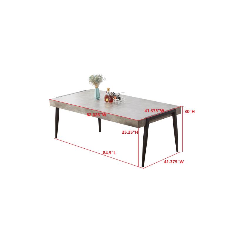 Camden Black Gray Marble-Style MDF Melamine Modern Dining Table