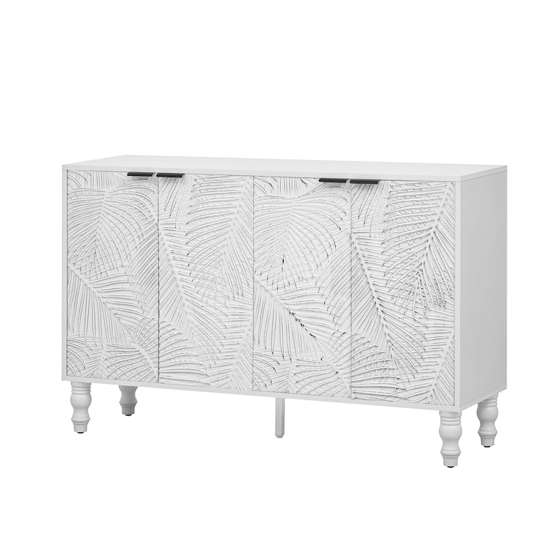 47.2" Media Console Table, TV Storage Stand w/ 2 Cabinets Entertainment Center w/ Solid Wood Legs for TVs up to 43''