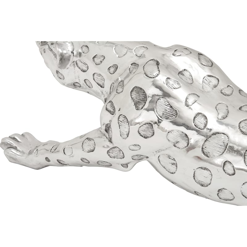 Stylish Polystone Leopard Sculpture - Silver or Gold