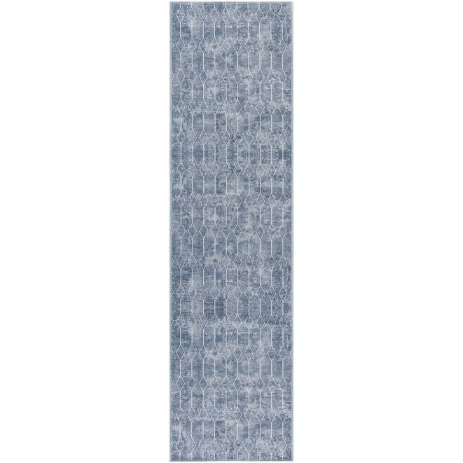 New Concept Washables Indoor only Geometric Machine Washable Area Rug - 2' 2" x 8' - Blue - Runner