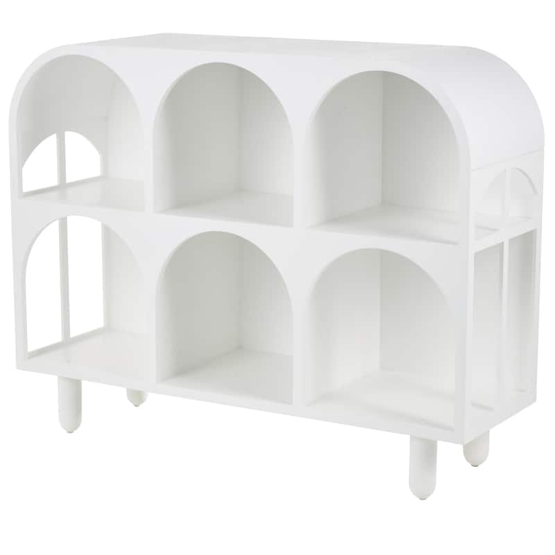 Wooden Geometric Handmade 6 or 4 Shelf Console Table - White - Roche River Decor - White - 47"W, 38"H