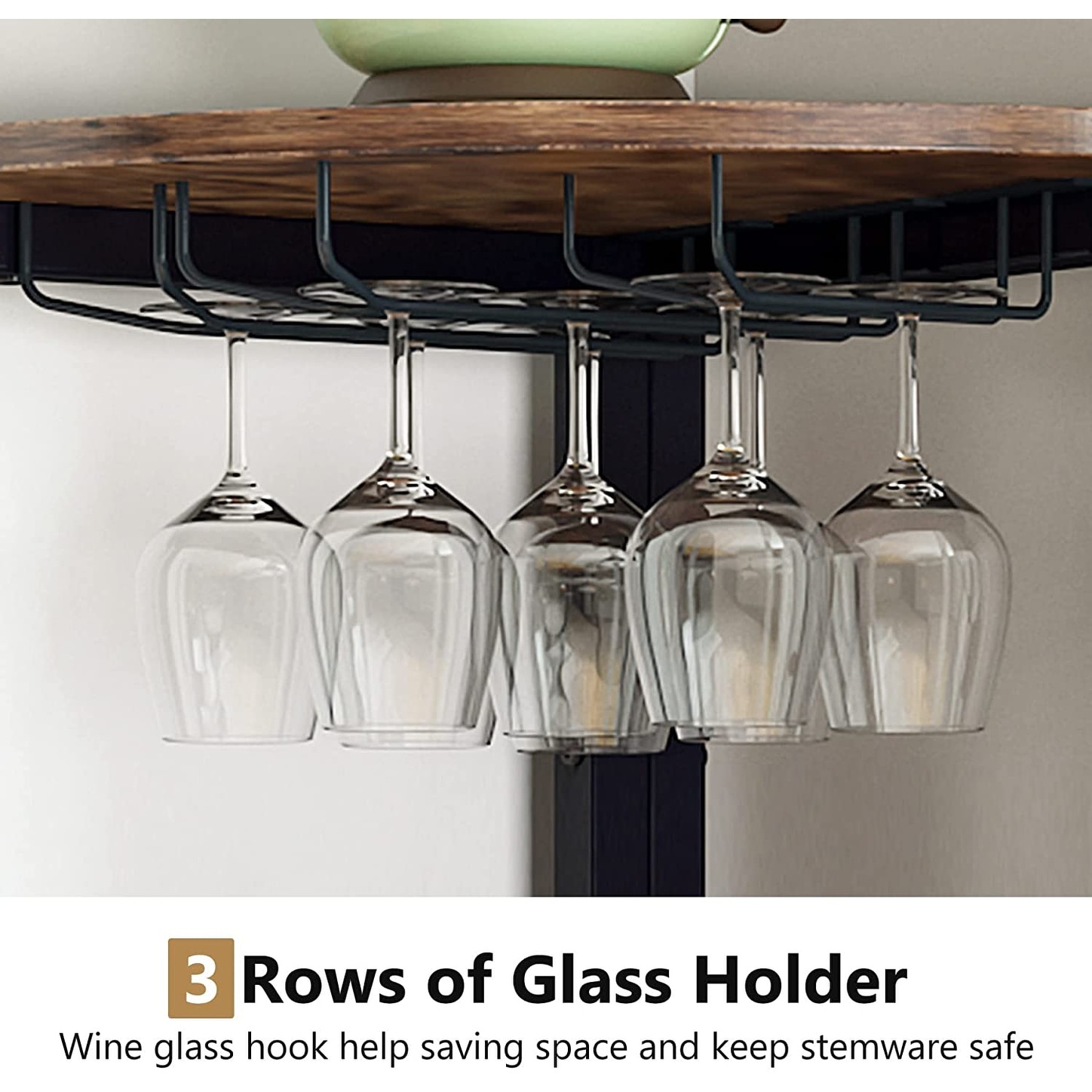 Corner wine shop glass holder