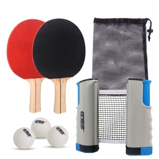 GSE™ Complete Portable Table Tennis Game Set with Retractable Ping Pong Net & Post, 2 Paddles & 3 Ping Pong Balls