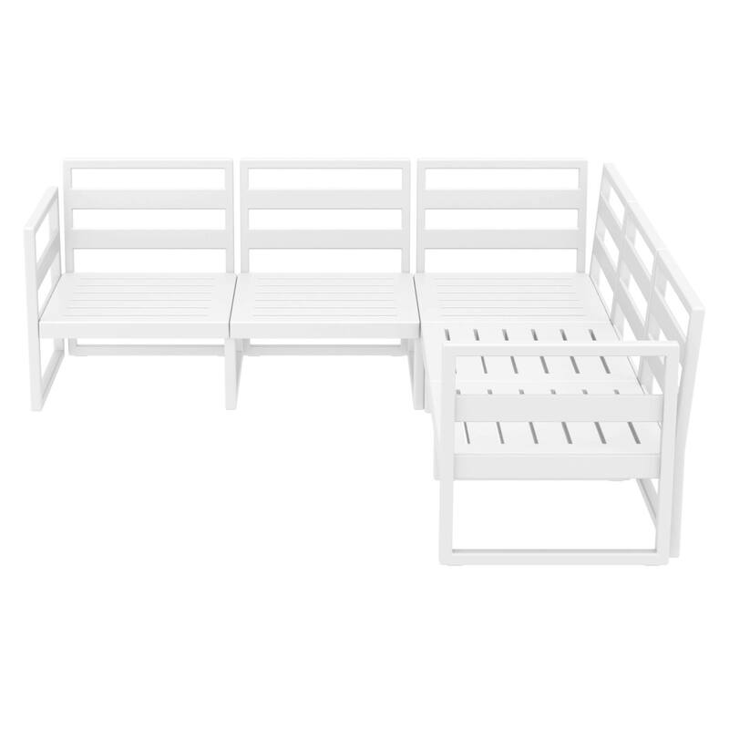 2 Piece White Patio Sectional Lounge Set with Taupe Sunbrella Cushion 78.75"