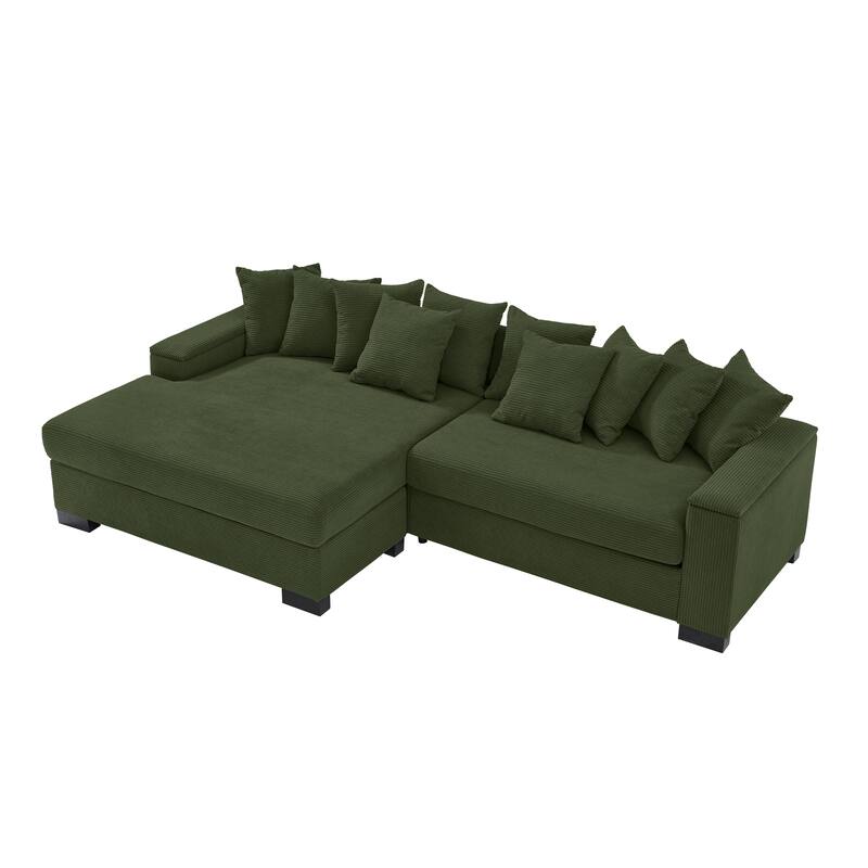 111" L Shaped Sectional Couch with Chaise Lounge and Storage Armrest