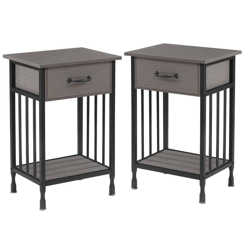 VECELO Modern Nightstand Set of 2 with Drawer and Storage Shelf