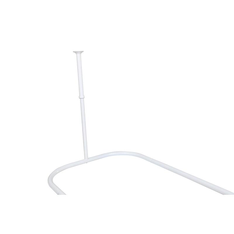 Utopia Alley Rustproof Wall Mounted Aluminum Hoop Shower Rod With Ceiling Support for Clawfoot Tub, 46 * 22 in, White