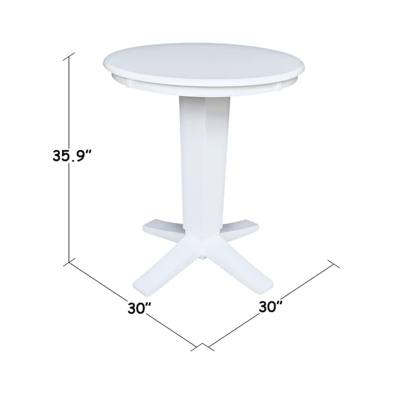 30 in Solid Wood Round Top Counter Height Pedestal Dining Table
