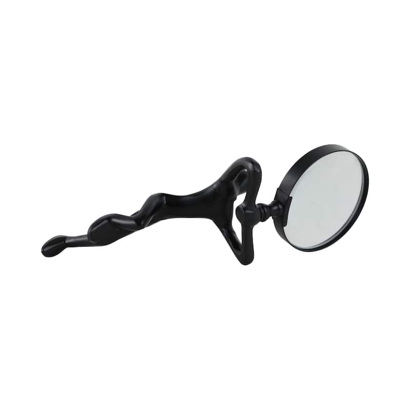 Glass Metal Decorative Object Human Figure Holding Magnifying Glass