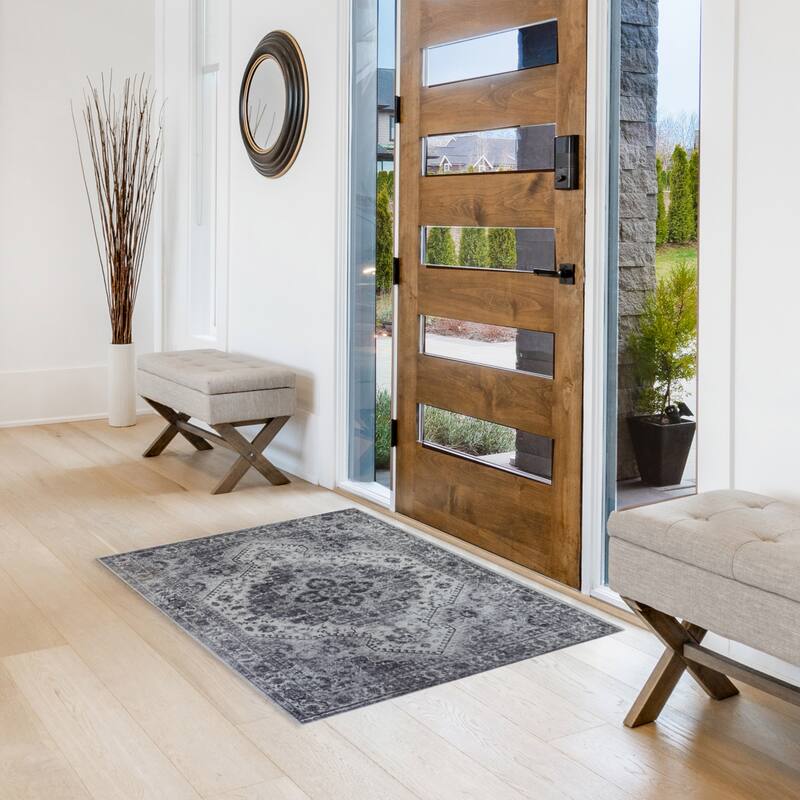 Creative Home Ideas Washable Skid-Resistant Chenille Rug