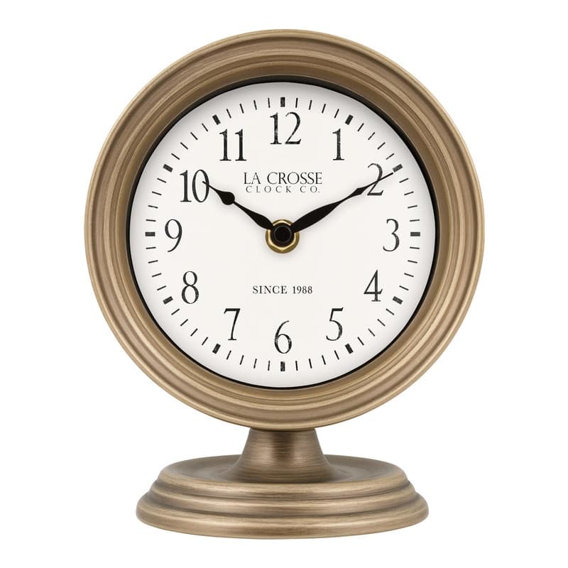 La Crosse Clock 7-Inch Mabel Metal Table Top Quartz Clock