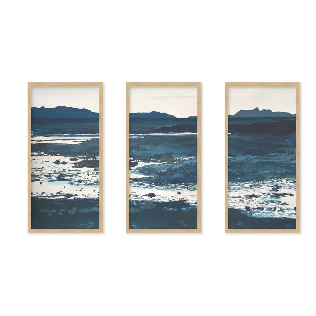 "Coastal Absract" Set of Three Framed Textured Wall Art - Multi-Color