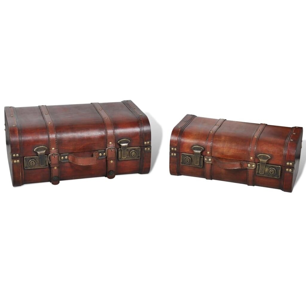 Shop Black Friday Deals On Vidaxl Wooden Treasure Chest 2 Pcs Vintage Brown Overstock 18964878