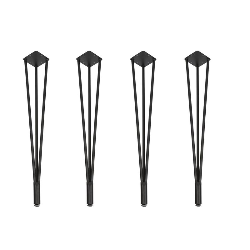 Set of 4 - 28-3/8 inch 3 Rods Hairpin Table legs, Heavy Duty Solid Steel metal adjustable base dining console table