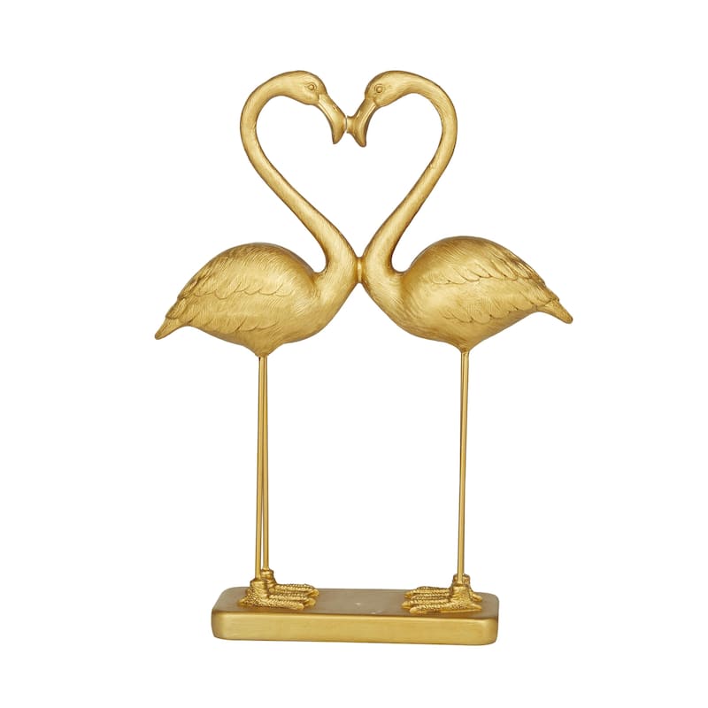 Radiant Gold Polystone Flamingo Decorative Sculpture