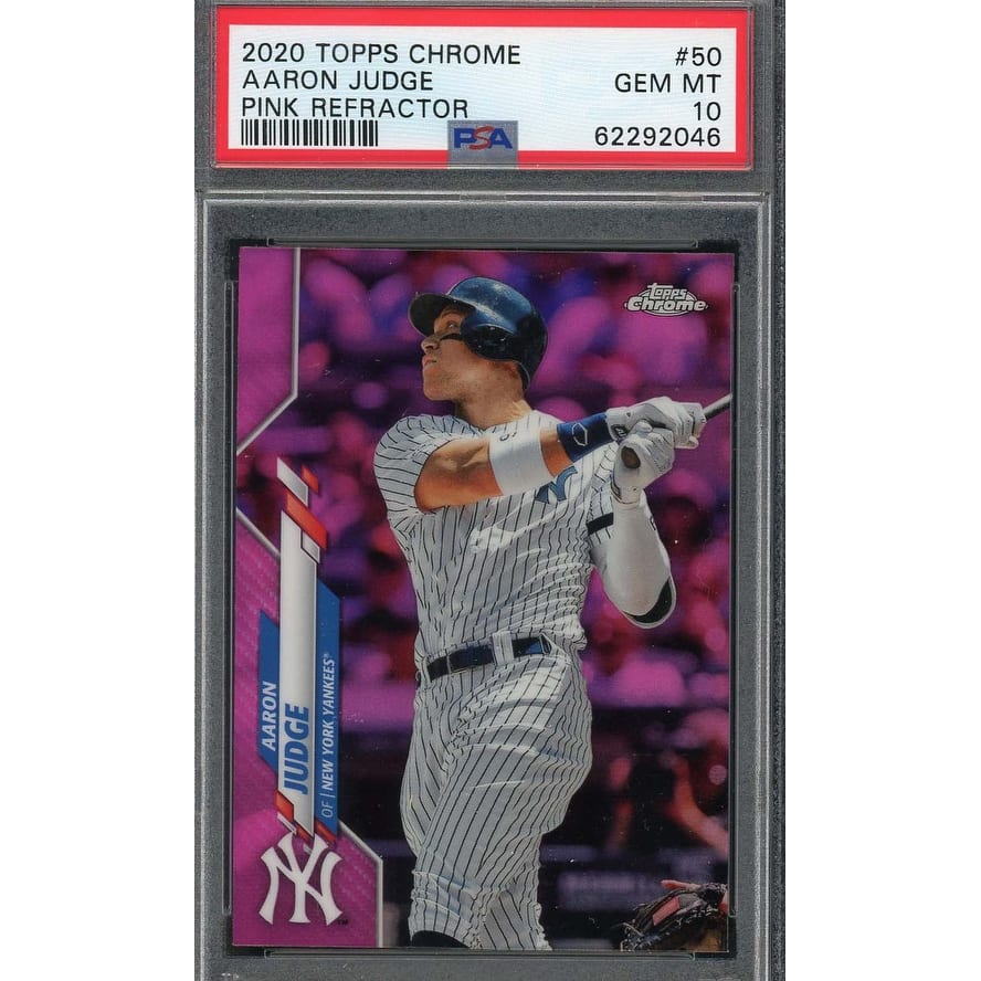 Aaron Judge 2020 Topps Chrome Pink Refractor Baseball Card #50 Graded PSA 10 - 8'6" x 11'6"
