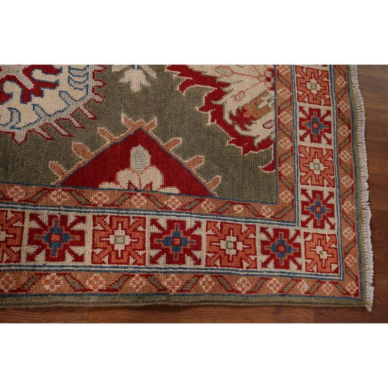 Geometric Kazak Oriental Foyer Rug Handmade Wool Carpet - 3'2" x 4'9"