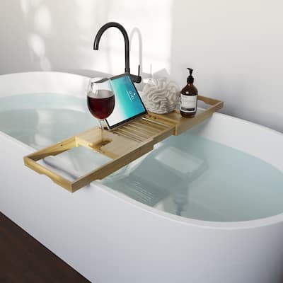 Acacia Bathtub Tray - Natural Wood Tray with Extended Sides by Home-Complete