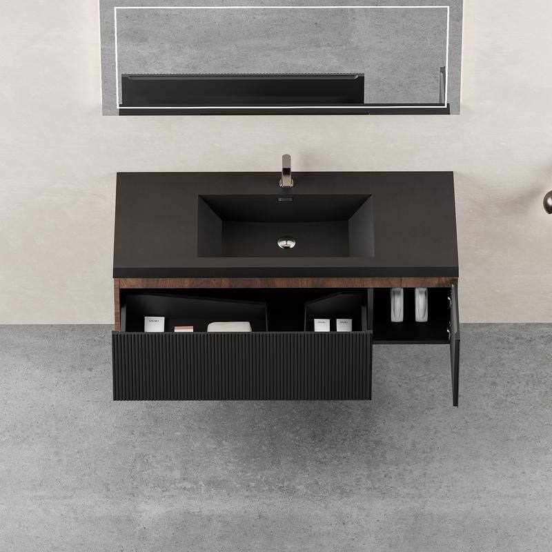 ABRUZZO Floating Vanity with Integrated Top Sink Soft-Close Wall-Mount Bathroom Cabinet