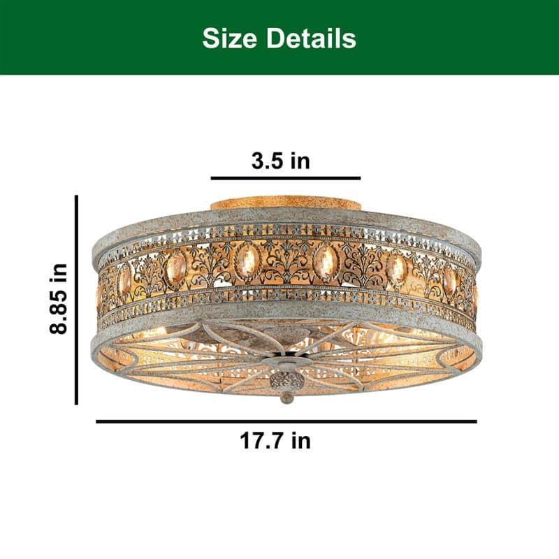 18 Inch ceiling fan antique white gold ceiling remote fan metal, Crystal lights with fans ceiling - N/A