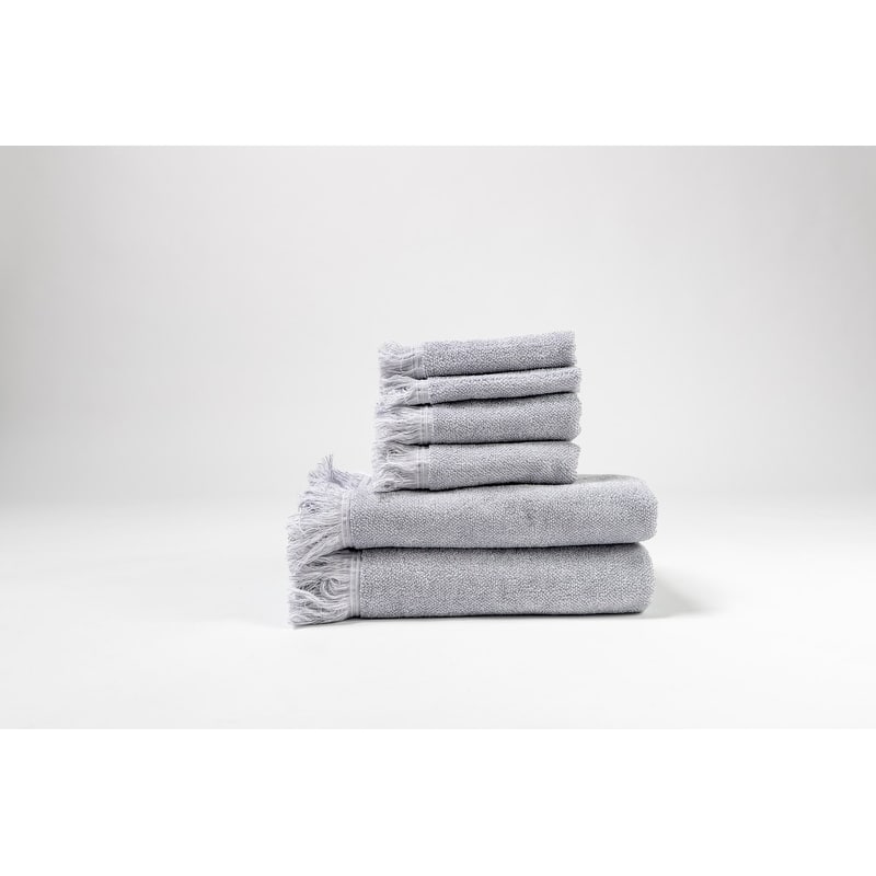 Mediterranean 6-Piece 100 Cotton Bath Towel Set in Silver