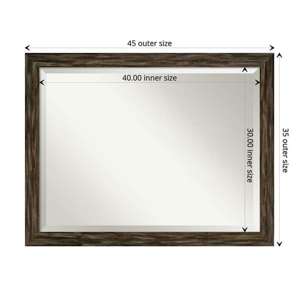 dimension image slide 0 of 4, Beveled Wood Wall Mirror - Fencepost Brown Narrow Frame