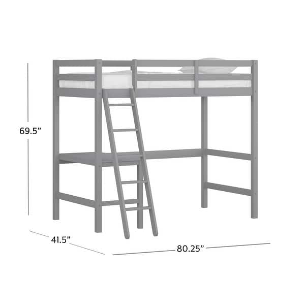dimension image slide 2 of 6, Hillsdale Caspian Wood Twin Loft Bed with Desk
