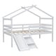 preview thumbnail 5 of 4, Twin Low Loft House Bed with Slide, Ladder, Safety Guardrails, House Roof Frame