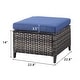 preview thumbnail 2 of 3, Outdoor Rattan Ottomans Wicker Ottomans with Blue Cushion (Set of 2)