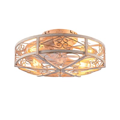 20" Mounting Type Caged Ceiling Fan with Lights and Remote Control,Reversible Motor,6 Speed Ceiling Fan(Bulb Not Included)