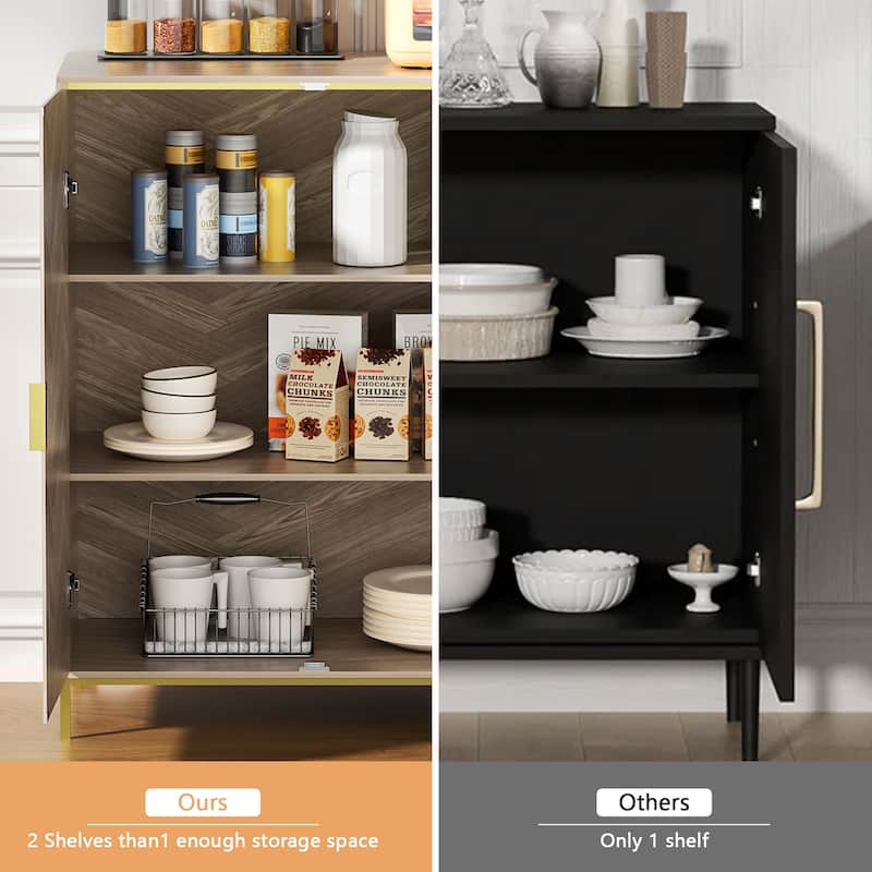 Anmytek Modern 2-Door Wood Buffet Sideboard Accent Storage Cabinet with Adjustable Shelves