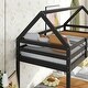 preview thumbnail 4 of 3, Safety and Quality Guaranteed Floor Bunk Bed with Ladder, Rubber Wood & House-Shaped, Twin over Twin, Black