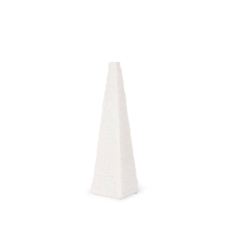 HomeRoots 13" White Marble Obelisk Tabletop Sculpture - 4.00 in. x 13.00 in. x 4.00 in.