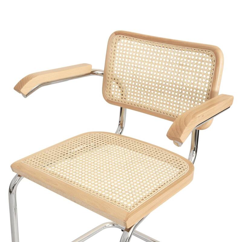 Breuer Chair Company Marcel Breuer Cesca Cane Cantilever Armchair Arm Chair w/ Chrome Steel Frame (Various Wood & Cane Colors)