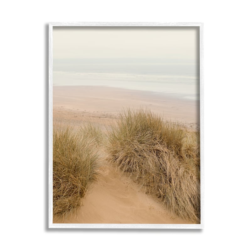 Stupell Sun Bleached Beach Coast Tall Grass Sand Dunes Framed Wall Art - 11 x 14 - White