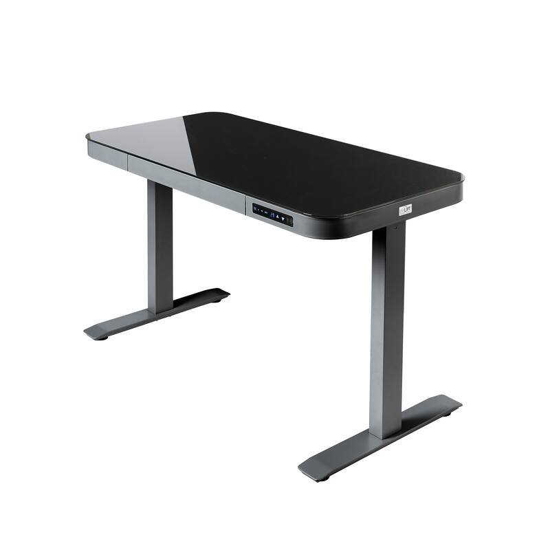 AIRLIFT 47.5 in Tempered Glass Electric Standing Desk Top Dual 2.4A USB Charging Port Height Adjustable to 47.5 in H