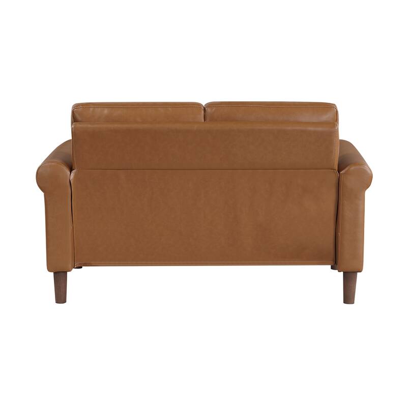 Fremont & Park Frances Faux Leather 2-Piece Living Room Set - Brown Finish Feet