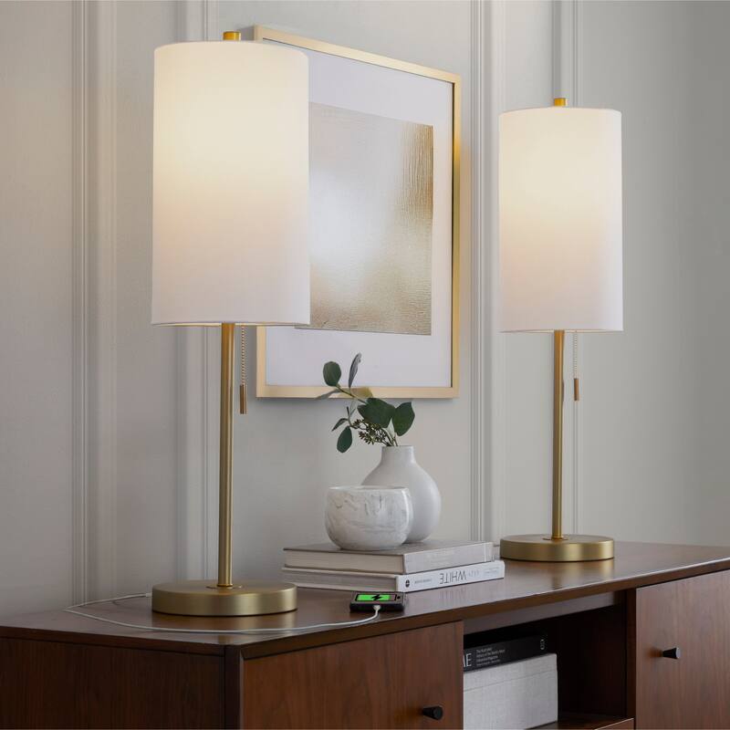 Bounty 32" Metal Buffet Lamp with Usb - Set of 2