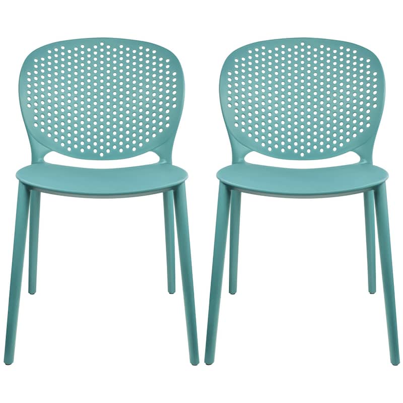 Armless Stacking Molded Matte Dining Side Chairs Patio Indoor Outdoor Kitchen Bedroom Set of 2