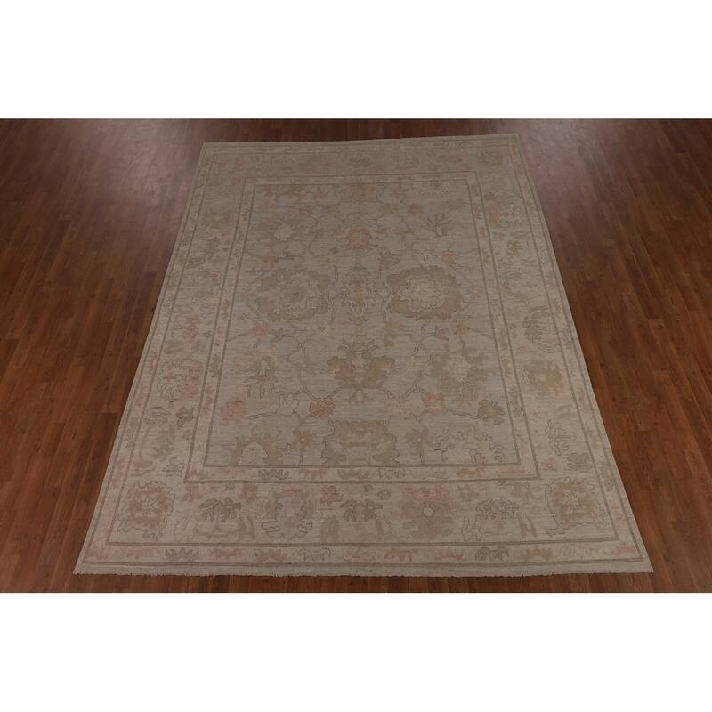 Floral Oriental Oushak Turkish Area Rug Hand-Knotted Wool Carpet - 7'9"x 10'3"
