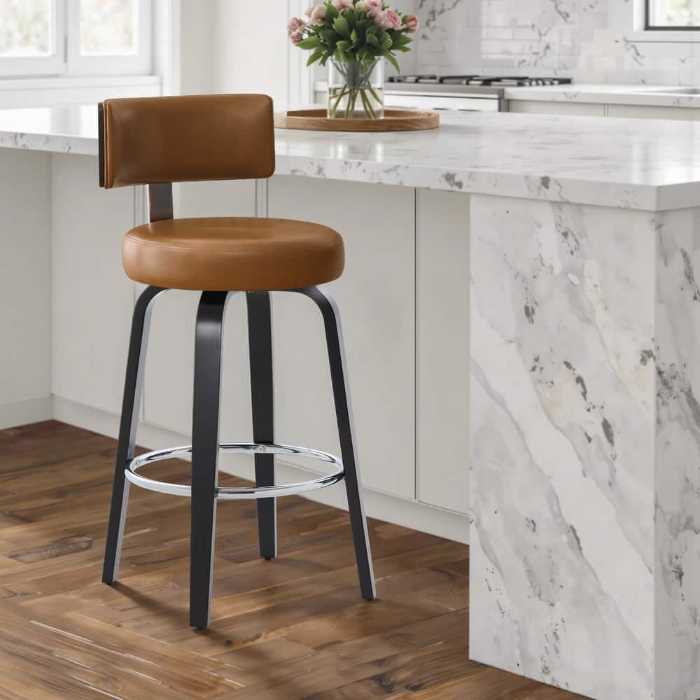 Upholstered Swivel Counter/ Bar Stools with T-Shaped Backrest