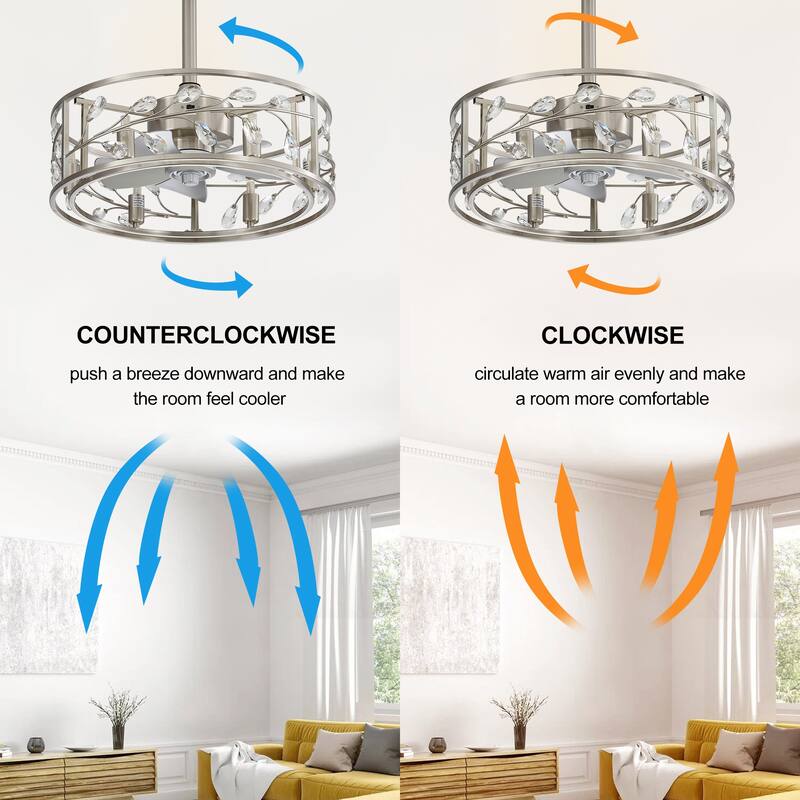 20 IN Modern Crystal 5 Blade Ceiling Fan with Light Kit and Remote