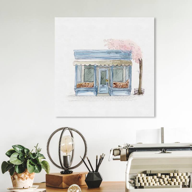 Wynwood Studio 'Le Petit Bakery' Food and Cuisine Wall Art Canvas Print Baking Essentials - Blue, Pink