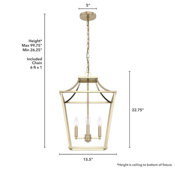 dimension image slide 2 of 3, Hunter 15" Laurel Ridge 4-Light Lantern Pendant - Kitchen Island, Dining Room, Entry - Candle, Modern Farmhouse, Industrial