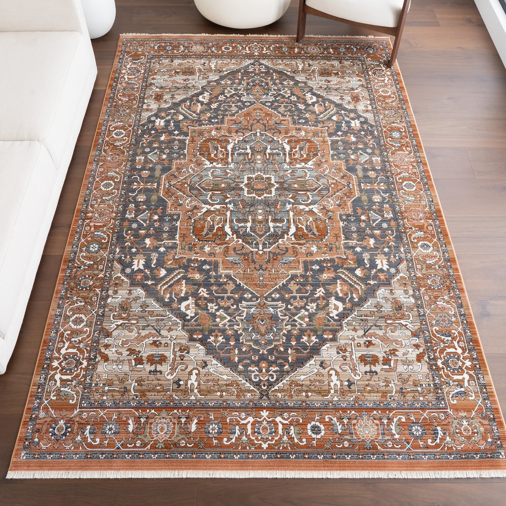 Nuloom Oliveira Floral Medallion Fringe Area Rug