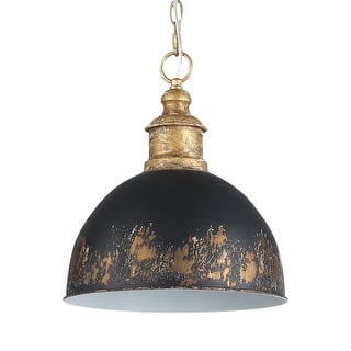 Golden Lighting Alison 1-light Pendant in Vintage Gold and Weathered Black Iron shade - Medium Pendant