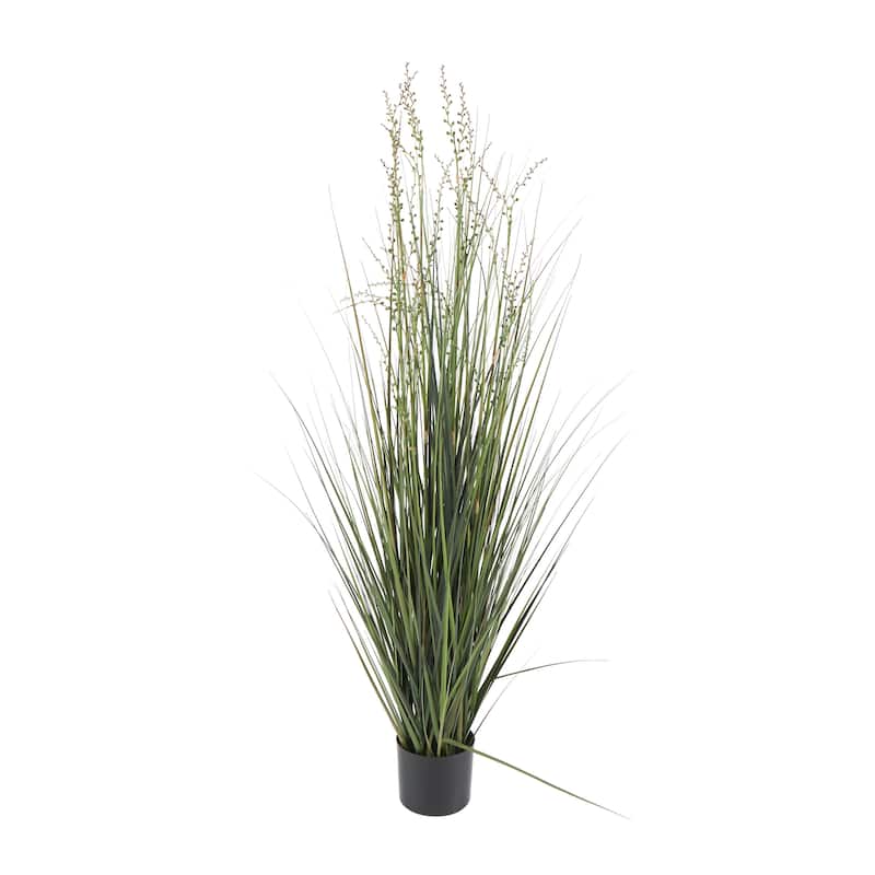 Faux Foliage Onion Grass Tall Artificial Plant with Black Plastic Pot - Green - Roche River Decor