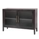 Wood Storage Cabinet 2 Tempered Glass Door 4 Legs and Adjustable Shelf ...