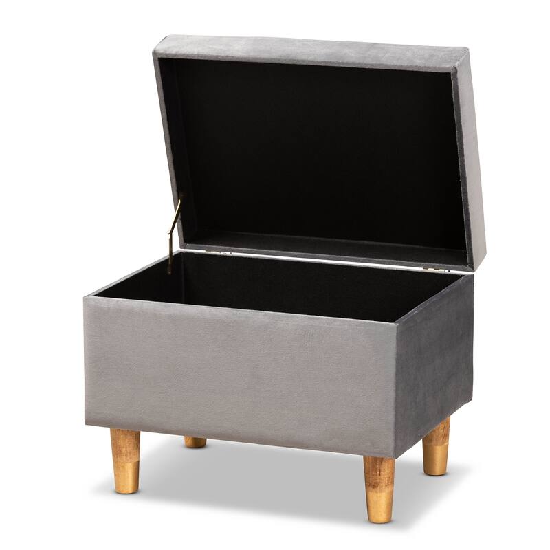 Elias Modern Velvet Fabric Storage Ottoman