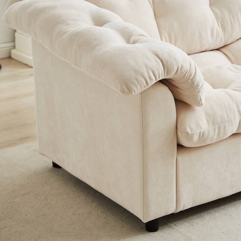 99.2" Fabric Modern Classic 3-Seater Sofa with Plush Cushions